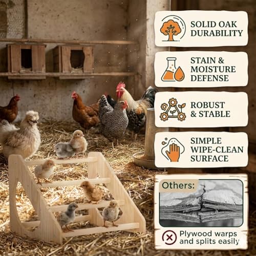 Anti-Rotation Chick Perch, Fir Wood Chicken Roosting Bar for Brooder, Heavy Duty Training Stand for Baby Chicks & Poultry, Easy to Assemble Coop Accessories
