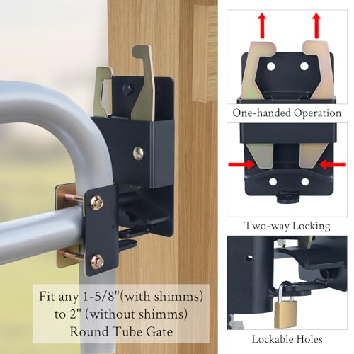 WellMade Heavy Duty 2 Way Farm Gate Latch - 1 Pack Lockable Anti-Sag Livestock Gate Hardware for 1-5/8" to 2" Round Tubes, Fits Ranches, Horse Corrals, Pastures (Includes Screws & Instructions) - size: 1 Pack