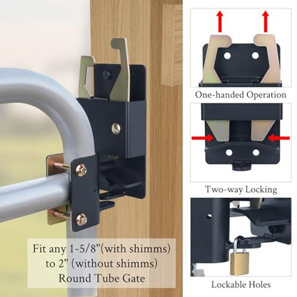 WellMade Heavy Duty 2 Way Farm Gate Latch - 1 Pack Lockable Anti-Sag Livestock Gate Hardware for 1-5/8" to 2" Round Tubes, Fits Ranches, Horse Corrals, Pastures (Includes Screws & Instructions) - size: 1 Pack