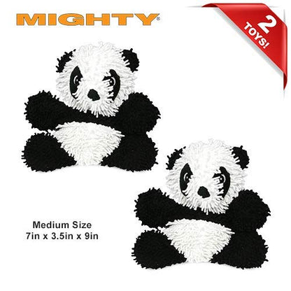 MIGHTY® 2 Pack Microfiber Medium Panda Dog Toys | Ultra Durable Plush Toy with Multiple Layers & Reinforced Seams , Washable and Floats , Mighty® Construction - color: 2PK Black White Panda
