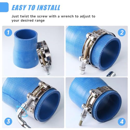 16Pack T Bolt Hose Clamps Set, 8 Size 3/4"~2.5" T bolt Heavy Duty Hose Clamp Working Range 28-78mm, 304 Stainless Steel for Radiator Hoses Clamp - size: 1.10 - 3.07 inches, style: 16pcs t bolt hose clamp kit