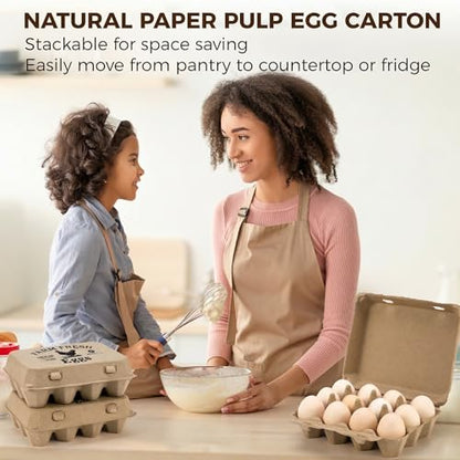 50 Pack Egg Cartons, 3x4 Style Paper Pulp Egg Trays with Printed Design, Sturdy & Reusable Egg Holder 12 Count Dozen Chicken Egg Storage Tray for Farmers, Home Use & Transport - style: 50Pcs Egg Carton with Printed