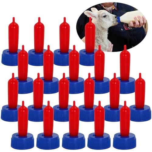 20-PCS Goat Nipples Nipple Soft Rubber Pacifier for Feeding Pup Foal Calf Small Animal Screw On Sprite Coke Soda Bottle (Blue) - color: blue