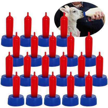 20-PCS Goat Nipples Nipple Soft Rubber Pacifier for Feeding Pup Foal Calf Small Animal Screw On Sprite Coke Soda Bottle (Blue) - color: blue