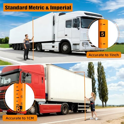 20FT Load Height Measuring Stick, Metric& Imperial, Sturdy Fiberglass Truck Height Stick with Adjustable Pole,Professional Non-Conductive Truck Height Measuring Stick for Trucks Car Haulers Trailer - size: 20FT