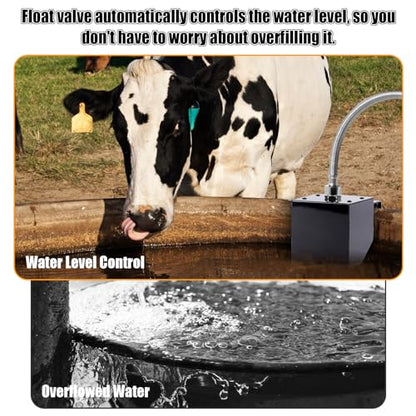 Water Trough Float Valve for Stock Tank, Stock Water Tank Float Valve, Fully Automatic Water Level Control Float Valve for Ponds, Aquariums, Livestock Water Trough, Hydroponics and Reservoir