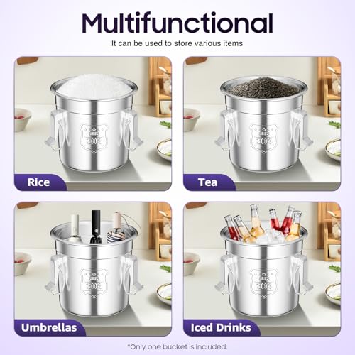 6L (1.59 gal) Stainless Steel Food Storage Container with Lid, Airtight Locking Bucket for Rice, Flour, Pet Food - Food Grade 304, Commercial & Home Kitchen, 202 oz Capacity (1.59 gal) - size: 1.59 gal