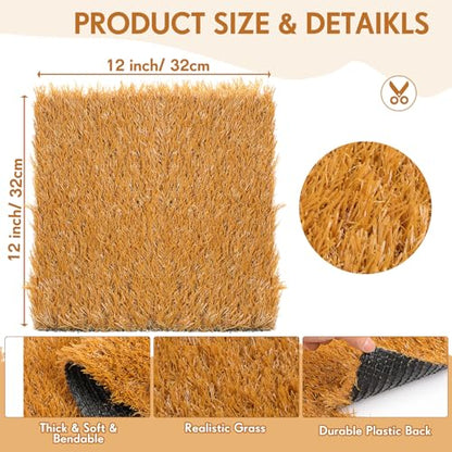 Teenyyou 6 Pack Chicken Nesting Box Pads, 13 x 13 x 1.18 Inch Washable Nesting Pad for Chicken Coop, Artificial Grass Rug Carpet Reusable Nest Box Bedding Fake Synthetic Turf Mat for Hen Laying Eggs