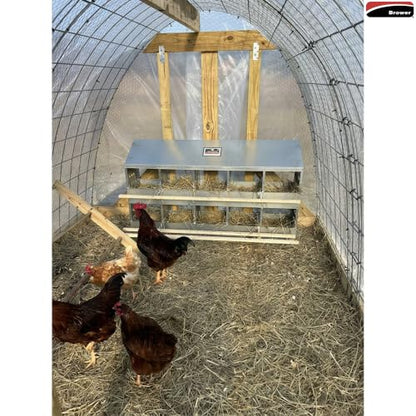 Brower 2-Tier 10-Hole Galvanized Steel Chicken Nesting Box, 50 to 60 Hen Capacity – Outdoor Poultry Laying Station with Hinged Folding Perches, Ventilated Design & Slanted Roof – Made in the USA - size: 10-Hole
