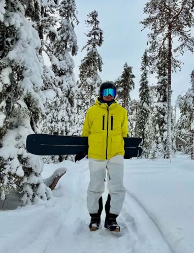GSOU SNOW Men Women Snowboard Pants-Baggy Ski Snow Bibs | 15K Waterproof Overalls,Insulated Windproof Breathable,Detachable Shoulder Straps - color: Beige, size: Medium