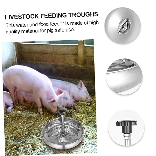 Yardwe Stainless Steel Feeding Trough for Livestock Thicken Design Easy to Feeder for Pigs Goats and Other Farm Animals Silver
