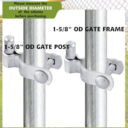 1-5/8" Chain Link Fence Frame Gate Post Male Hinge, Pack of 4, Galvanized Steel Gate Hinge for Fence Posts, Bolts & Nuts Included - size: 1-5/8" Male