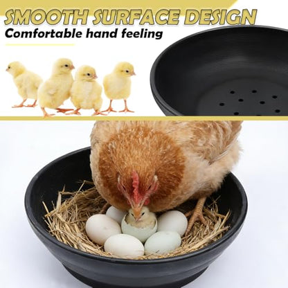DQITJ 4 Pack Bird Nest Bowl Plastic Racing Pigeon Breeding Hatching Nest Box Birdcage Egg Basin for Pigeon Chicken Doves Quail Bird (Dia: 8.6 Inches, Black)