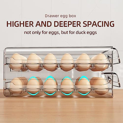 60 Egg Holder for Fridge, Egg Container for Refrigerator, Stackable Egg Storage Container, Egg Fresh Storage Box for Fridge, 2Layers Egg Tray, Clear Egg Organizer, BPA Free