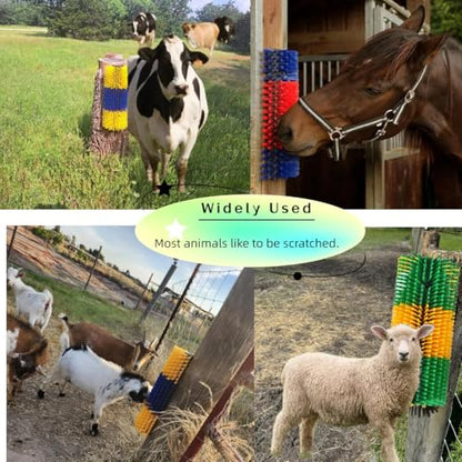 2PCS Livestock Scratching Brush for Goat Horse Cow Sheep Pig Donkey Cattle | Livestock Scratching Brush, Goat Scratcher Post, Grooming and Massage, Farm Back Scratching, Itch Relief - color: Yellow