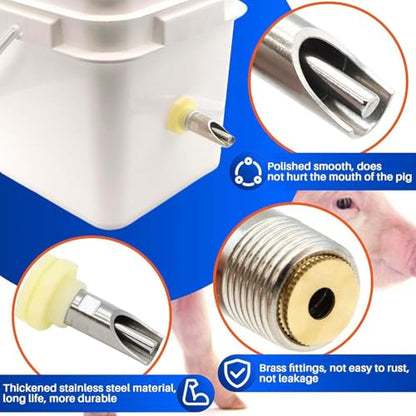 Livestock Waterer Nipple,Leakproof Automatic Feeder - Farm Animal Water Nipple Set for Goat | for Cattle Hogs Goat Horse Calf Dog Drinking Barrel Trough Bucket