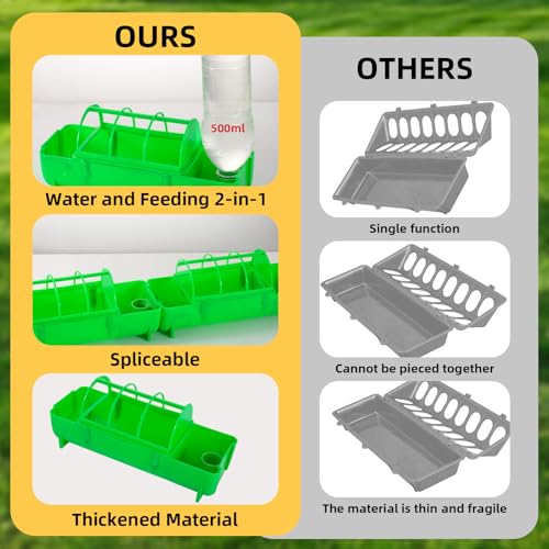 4 Pack 2-in-1 Chicken Feeder and Waterer Kit, Spliceable No Waste Quail Feeder Automatic Waterer, Chick Coop Accessories for Chicken, Ducks, Quail and Pigeons - color: Green