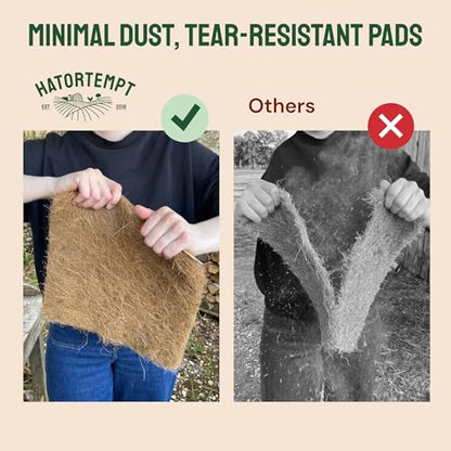 Hatortempt 10-Pack Chicken Nesting Box Pads for Laying Hens, 13"x13" | Ammonia Absorbing Coconut Coir - Helps Control Surface Odors - Tear-Resistant - Soft & Protective - Compostable - Trimmable