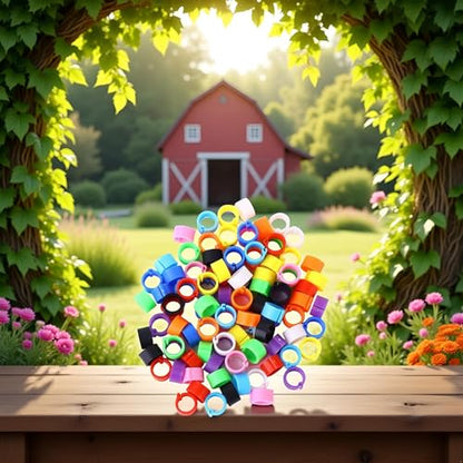100 Pcs Multicolor Poultry Leg Rings, 5 Colors Poultry Foot Rings Bird Identification Leg Bands Clip-on Rings for Birds, Ducks and Chickens Diameter 8 MM(ZS415)