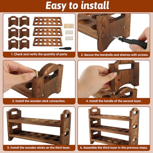 3-Tier Wooden Egg Holder Countertop, 36 Grid Stackable Farmhouse Egg Storage Rack, Rustic Kitchen Counter Decor Organizer For Fresh Chicken Duck Eggs, Housewarming Kitchen Gift