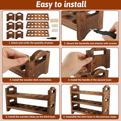 3-Tier Wooden Egg Holder Countertop, 36 Grid Stackable Farmhouse Egg Storage Rack, Rustic Kitchen Counter Decor Organizer For Fresh Chicken Duck Eggs, Housewarming Kitchen Gift
