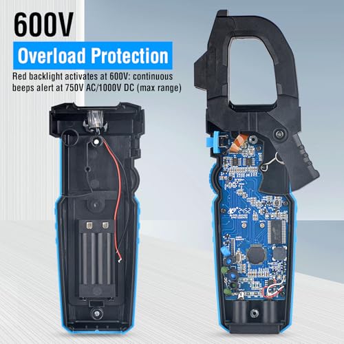 Inrush Digital Clamp Meter Multimeter - TEMIRUP T-RMS 6000 Counts 1000A Amp Voltage Tester with VFD, LOZ, Measures NCV, AC/DC Voltage Current, Continuity Capacitance Frequency Resistance, Temperature - size: CM87PRO, style: 1000A AC/DC Clamp Meter