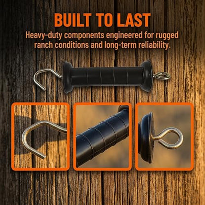 LIFKOME 4pcs Electric Fence Gate Handle Insulator, Plastic and Iron Material with Spring, Easy Installation for Garden Fence and Ranch Management, Outdoor Farm Gate Accessories
