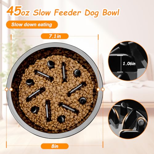 COMESOON Slow Feeder Dog Bowl, Slow Down Eating Anti-Choking Bloat Stop Maze Design Dog Dishes Fit for COMESOON Bowl Stand DB-G03/DB-B03, Black - color: Slow feeder bowl