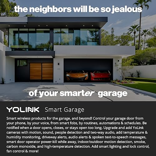 YoLink 1/4 Mile World's Longest Range Smart Wireless Garage Door Opener, App Control, Compatible with Alexa IFTTT, YoLink Hub Required - color: White Contoller 2+White Sensor