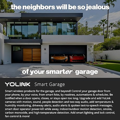 YoLink 1/4 Mile World's Longest Range Smart Wireless Garage Door Opener, App Control, Compatible with Alexa IFTTT, YoLink Hub Required - color: White Contoller 2+White Sensor
