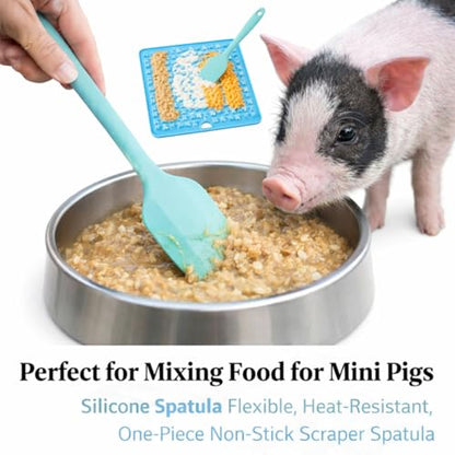 3Pcs Pig Enrichment Toys, Silicone Lick Mat for Mini Pigs with Spatula, Suction Cup Slow Feeder Enrichment Mat for Powder Slurry, Soft Food & Pellets, Toy for Mini Pigs.