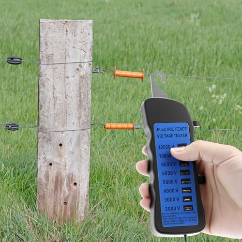 QWORK Electric Fence Voltage Tester, 12KV Fence Tester, 8 Neon Lights Testing Tool, Fault Finder for Farms