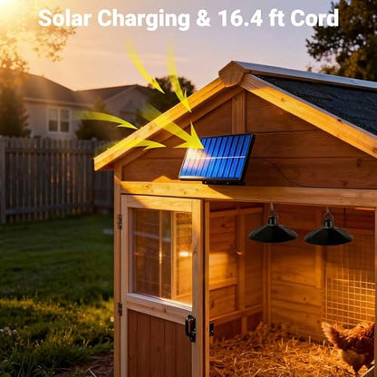 redaica Solar Chicken Coop Light with Timer, 2 Lamps & Remote 3/5/8H Chicken Coop Accessories, 3 Brightness Levels Solar Lights for Chicken Coop, Waterproof Light for Sheds Barns, Stables, Duck Houses