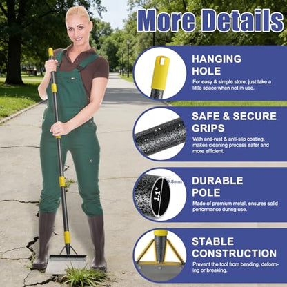 Garden Shovel: Heavy Duty Ice Scraper with Metal Flat Head, Multifunctional 60in Long Handle Floor Scraper for Breaking Removing Hard Ice on Driveway Walkway Road