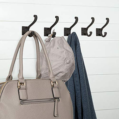 Iron Scroll Coat Hooks - Wall Mounted Rustic Farmhouse Cast Iron DIY Coat Towel Hat Scarf Bag Hook - 5 Pack (Black) - style: Scroll (Black)