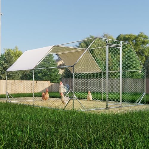 Large Metal Chicken Coop, Walk in Chicken Coops with Run, Heavy Duty Chicken Runs for Yard with Cover, Outdoor Farm Duck Rabbit Cage Poultry Pen (10 ft x 13 ft)