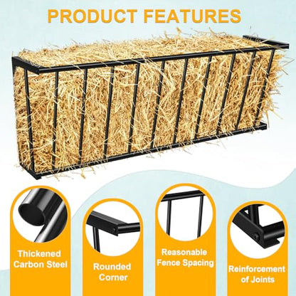 40'' Metal Wall Mount Hay Feeder, 25 Gallon Livestock Feeder for Goats Horses Cattle, Indoor Outdoor Hay Rack Blanket Holder - size: 40 Inch
