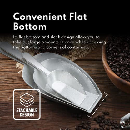 New Star Foodservice One-Piece Cast Aluminum Flat Bottom Bar Ice Flour Utility Scoop, 16-Ounce, Silver - size: 16-Ounce