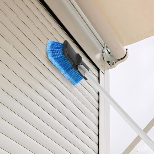 36 FT Exterior House Cleaning Brush Set with 7-30 Foot Telescoping Extension Pole, Soft Scrub Car Wash Brush, Medium Bristle Cleaning Brush and Window Squeegee & Washer - size: 30FT POLE