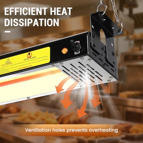 36-Inch Food Heat Lamp - 1000W Commercial Food Warmer Lamp Overhead Stainless Steel Catering Heat Lamps Electric Strip Heater for Restaurant Buffet Parties Kitchen, Black 115V - color: Black, size: 36 Inch