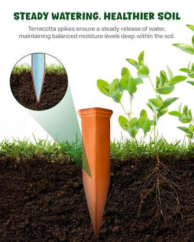 Plant Watering Devices, Self Watering Spikes, Self Watering Planter Insert, Terracotta Watering Spikes, Plant Watering Spikes, Vacation Plant Watering Devices, Water Plants While Away - color: Terracotta - 15 Pcs (Pack of 1)