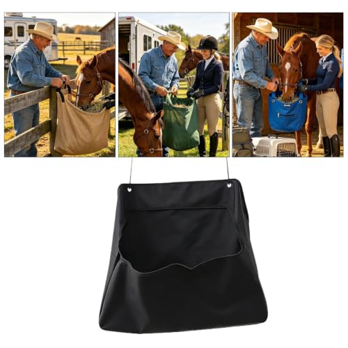 Horse Feed Bag | Large Capacity Opening Waterproof Holder | Goat Feeder Trough,for Livestock Sheep Grain Cattle Cow Lamb Calf Farm Stall Barn Fence Wall
