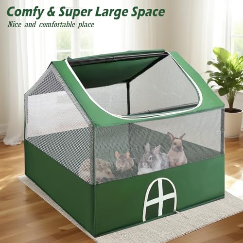 Small Animal Playpen,Rabbit Play Pen, Guinea Pig Cages for Indoor Outdoor,Portable Chicken Coop,Puppy Play Pen with Waterproof Floor for Guinea Pig,Chicken,Hamsters, Hedgehogs,Bunny, Green S - style: small