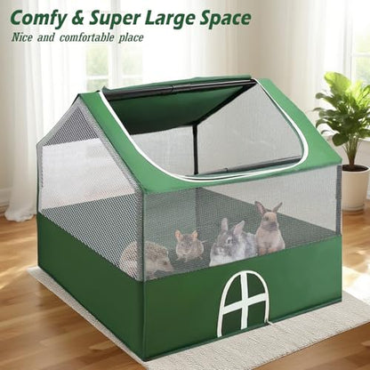 Small Animal Playpen,Rabbit Play Pen, Guinea Pig Cages for Indoor Outdoor,Portable Chicken Coop,Puppy Play Pen with Waterproof Floor for Guinea Pig,Chicken,Hamsters, Hedgehogs,Bunny, Green S - style: small