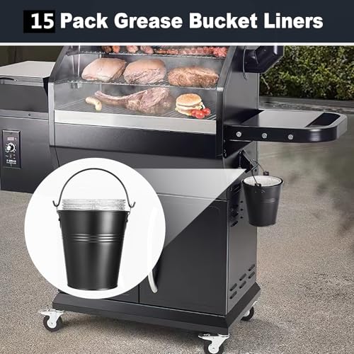 15 Pack BAC407 Grease Bucket Liner for Traeger Grills,Drip Liner Drip Pan for HDW152 Grease Bucket Traeger Pro Series 575/780, 20/22/34, Ironwood 650/885 Grills - color: Liner