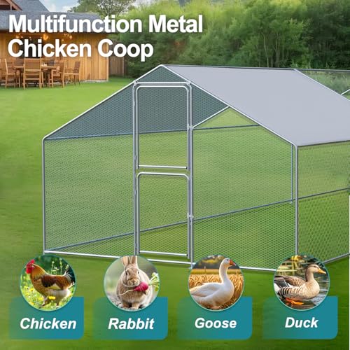 Airynee Large Chicken Coop, Chicken Coops for 40 Chickens, Chicken Runs for Yard with Water Poof & UV Resistance Cover, Spire Roof Chicken Coop Run with Double Lockable Doors for Outdoor Backyard - size: 314.4"L x 117.6"W x 79.2"H