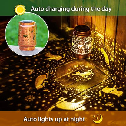 Cat Solar Lanterns Outdoor Waterproof Hanging Solar Lights Cat Gifts for Women Men Metal Decorative LED Cat Lanterns for Garden Decor,Yard,Patio,Lawn,Pathway,Landscape - style: Cat
