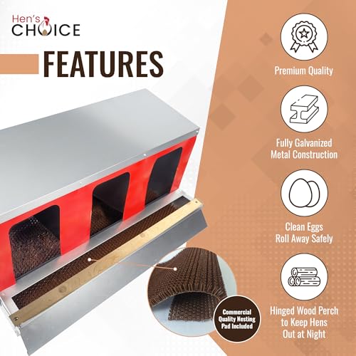 Hen's Choice™ - Roll Out Nest Box for Chickens | Roll Away Nest Box | 3 Compartment 36" | Heavy Duty Galvanized - size: Large 36"
