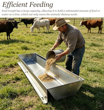 Customizable Pig Feeder with Large Storage Space, Heavy Duty Anti-rust Goat Feeder, Floor & Wall Mounted Water Trough for Cattle, Hog, Sheep(L150cm/4.9ft) - size: L150cm/4.9ft