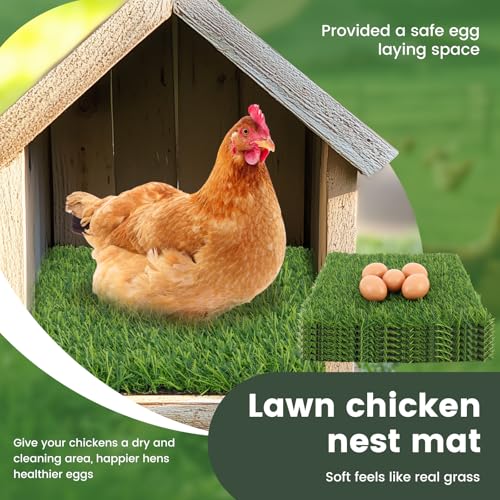 6 Pack Chicken Nesting Box Pads - Nesting Pads for Accessories, 12"x 12" Washable Reusable Chicken Nest Liners for Laying Eggs, Chicken Supplies (Green) - color: Green